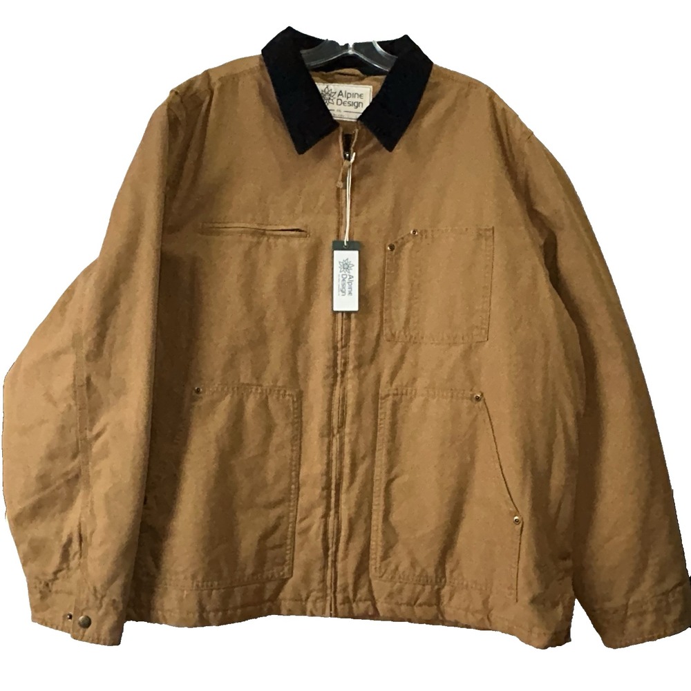 Alpine Designs Men's 2XL Roasted Caramel/Charcoal Zip Quilted Canvas Jacket (R1)